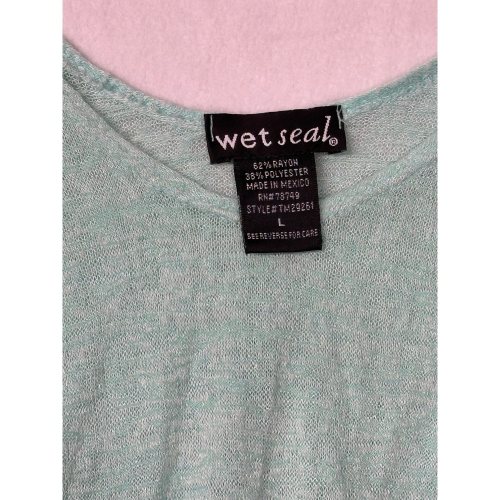 Y2K Wet Seal Womens Top Size L Green Dolman Sleeve Lightweight Relaxed Fit